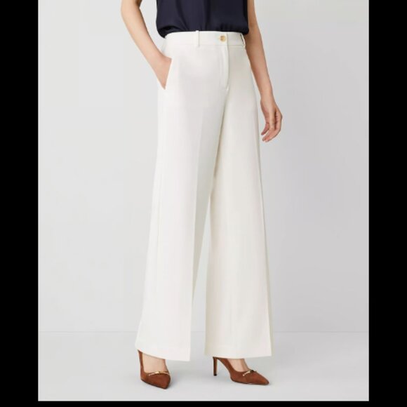 ANN TAYLOR THE PERFECT WIDE LEG PANT WINTER WHITE NEW 12 - Picture 4 of 9